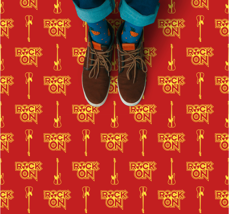 Rock On Pattern teenager vinyl rug - TenStickers