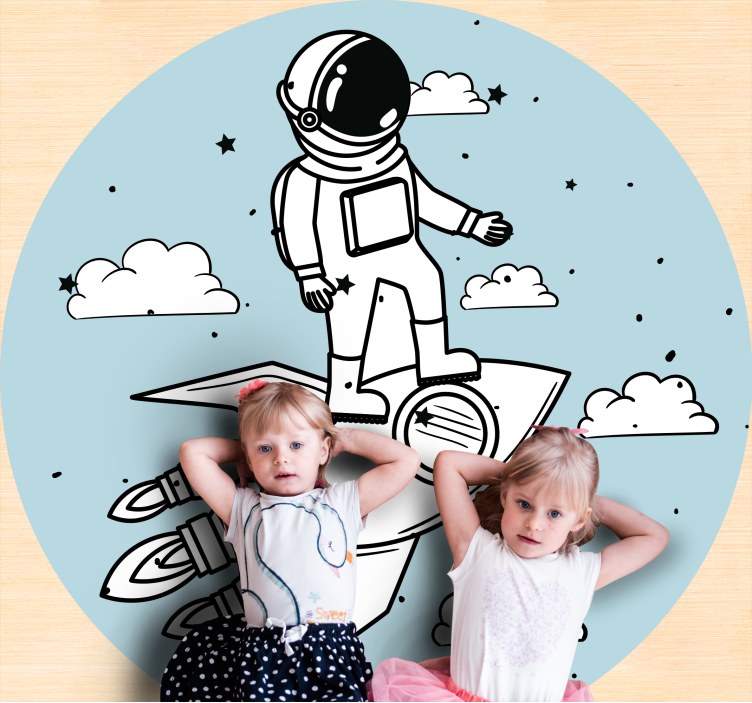 Rocket astronaut and stars  bedroom rug - TenStickers