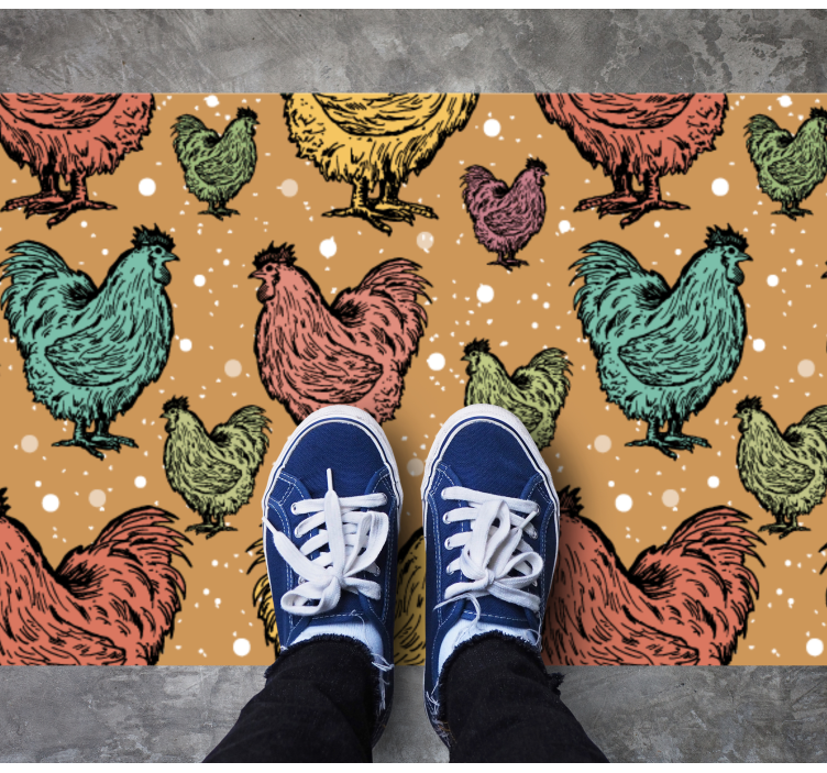 Roosters colorful chicken pattern animal rug - TenStickers