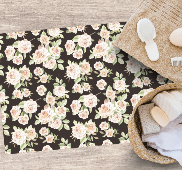 ROSE FLORAL PATTERN flower vinyl rug - TenStickers