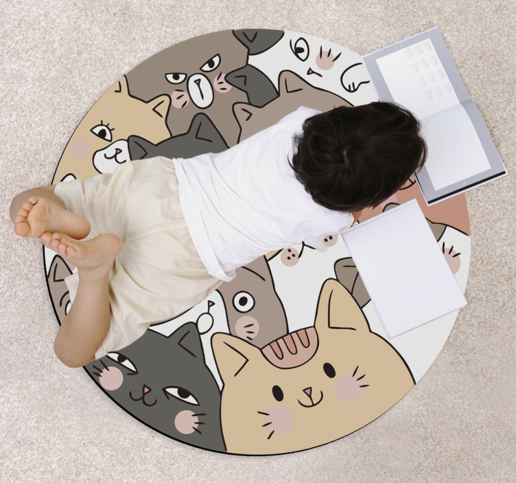 Marvellous round cats kids vinyl rug - TenStickers