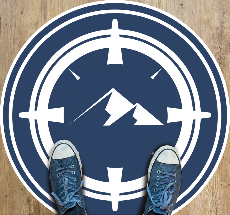 Round compass with mountains modern rug - TenStickers