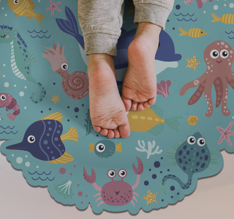 Round fish animal vinyl rug - TenStickers
