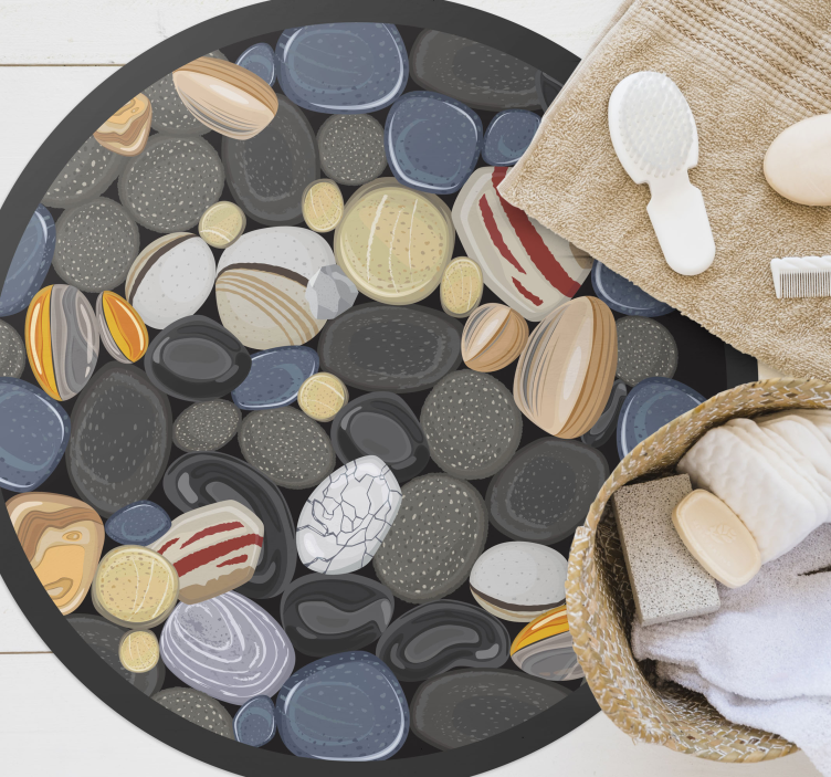 round stones stone floor tiles - TenStickers