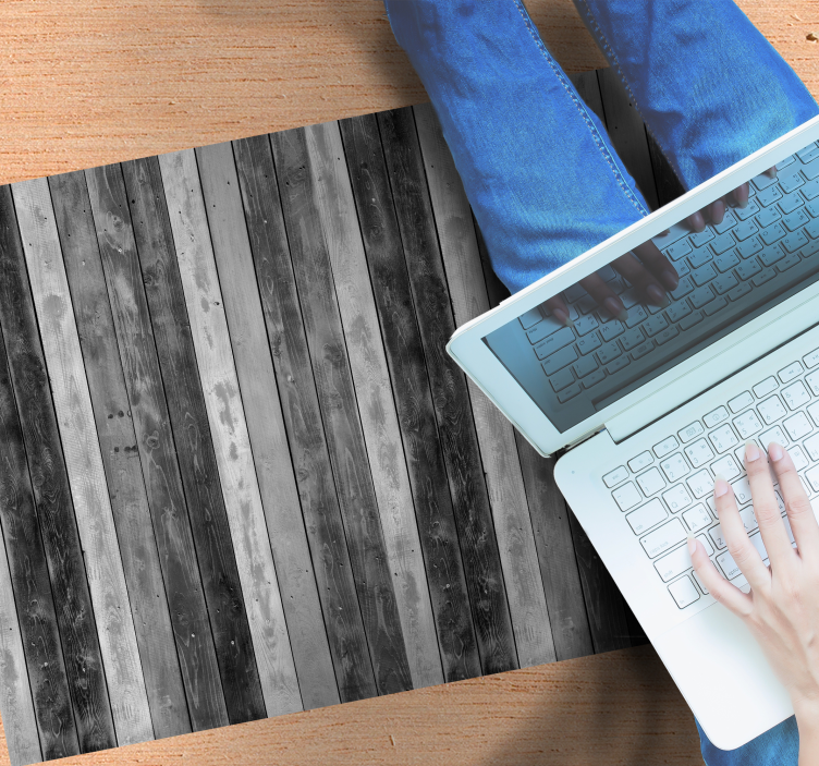 Rustic gray wooden planks wood effect vinyl rug - TenStickers