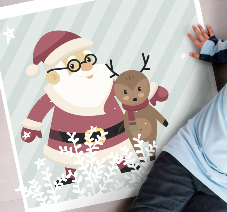 Santa and Reindeer christmas vinyl rug - TenStickers