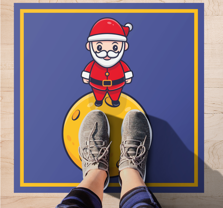 Santa Claus on the moon Christmas vinyl rug - TenStickers