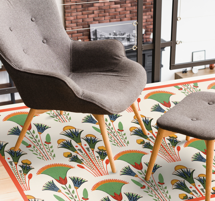 Scandinavian vintage pattern flower vinyl rug - TenStickers