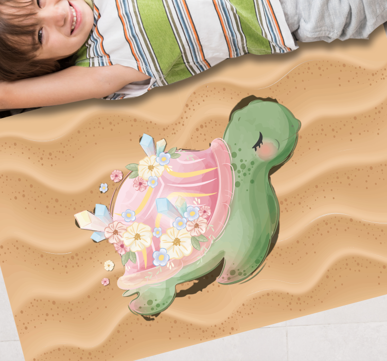 Sea Turtle Oasis playroom vinyl rug - TenStickers