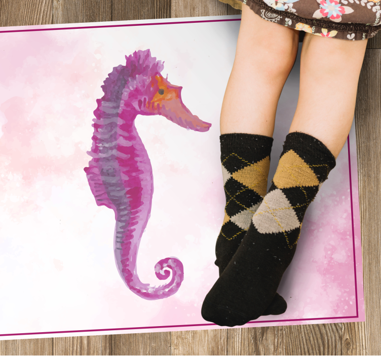 Seahorse illustration animal vinyl rug - TenStickers