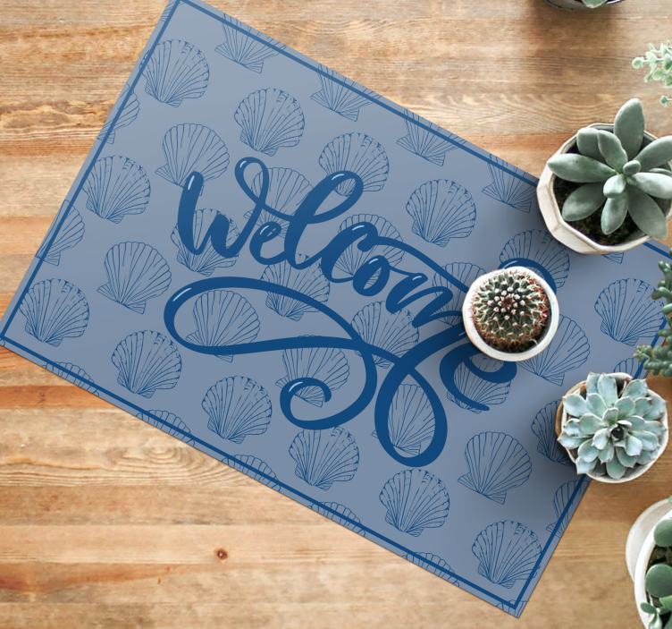 Seashell Welcome Script custom vinyl rug - TenStickers