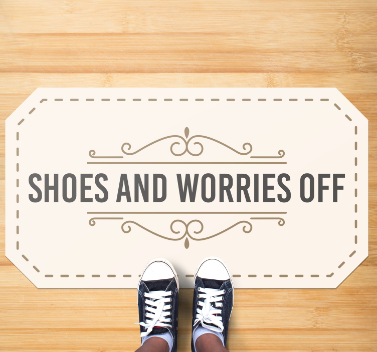 Shoes Worries Off custom vinyl rug - TenStickers