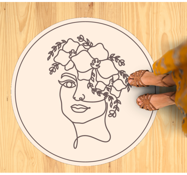 Silhouette minimalist cute woman flora rug - TenStickers