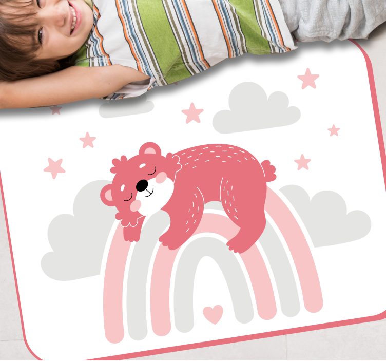 Sleepy Bear Rainbow nursery vinyl rug - TenStickers