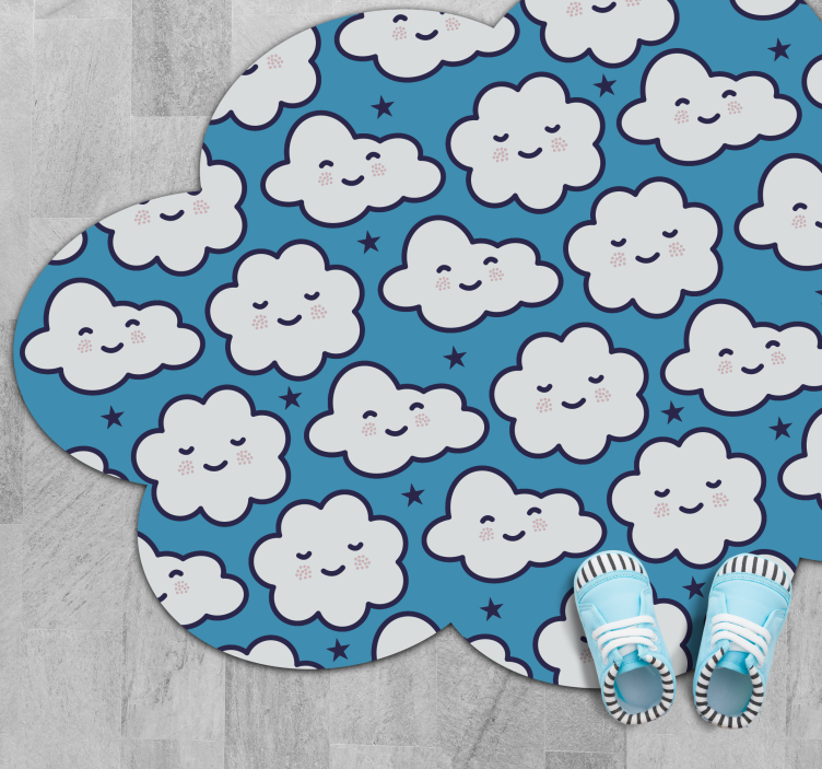 Smiling anime clouds kids vinyl rug - TenStickers