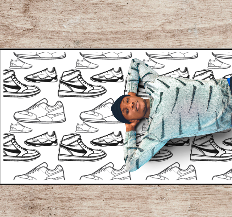 Sneaker Outline Pattern teenager vinyl rug - TenStickers