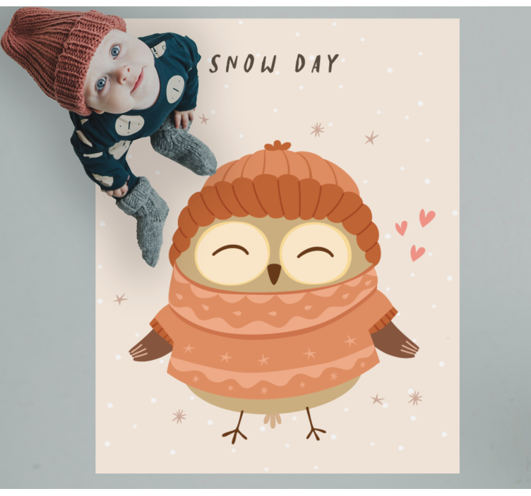 Snowy Owl Charm nursery vinyl rug - TenStickers
