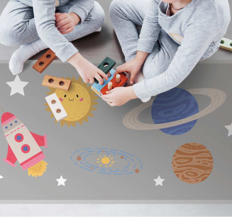 Space Adventure Theme playroom vinyl rug - TenStickers