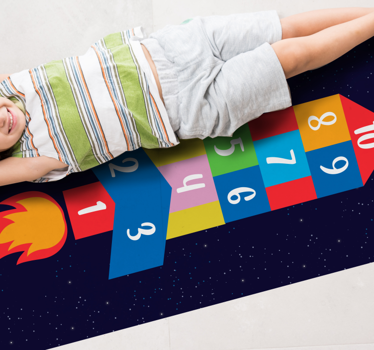 Space Hopscotch gaming vinyl rug - TenStickers