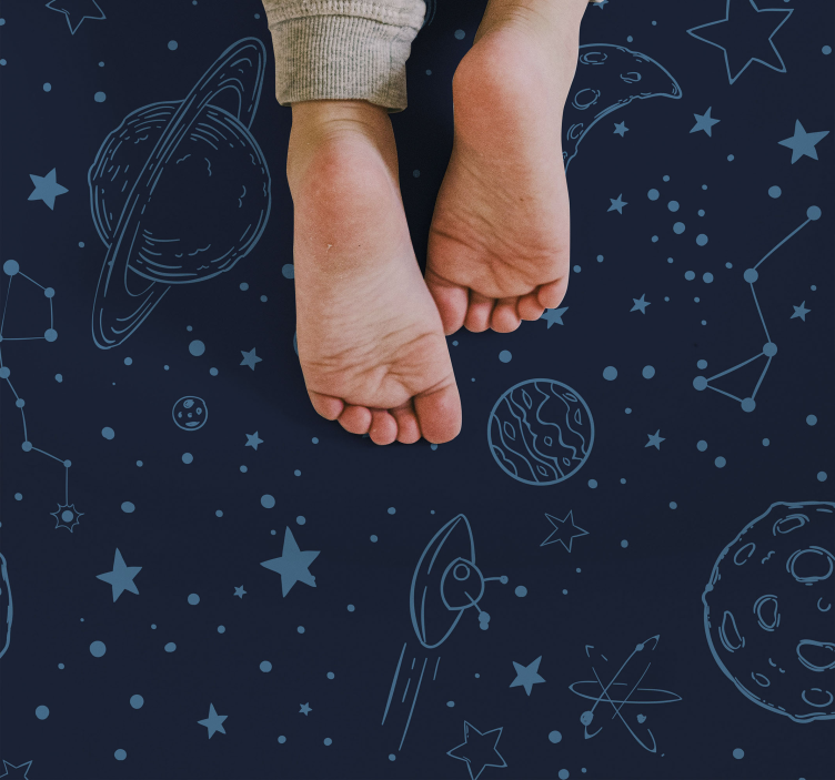 Space-Themed Illustration kids vinyl rug - TenStickers