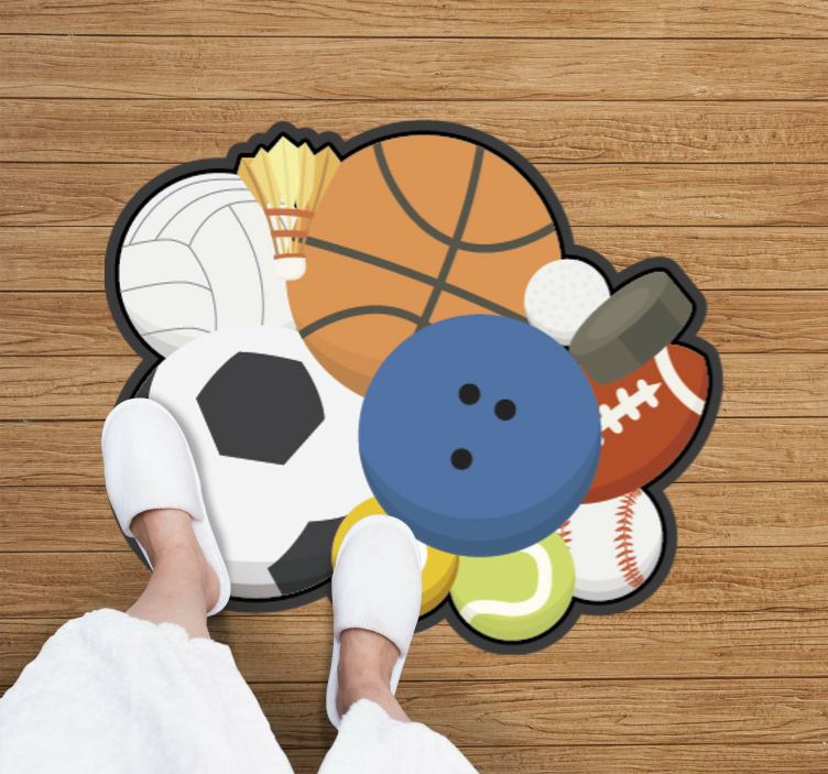 Sports Balls teen vinyl rug - TenStickers