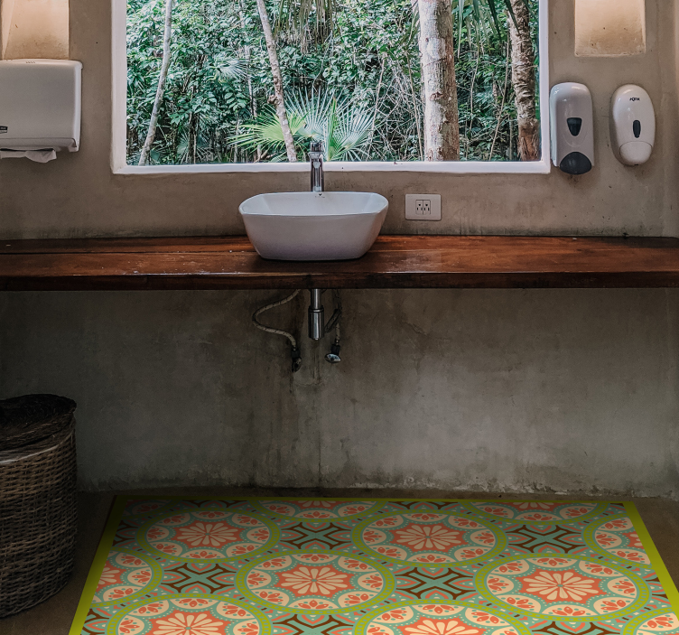 Square Persian green mosaic floor tiles - TenStickers