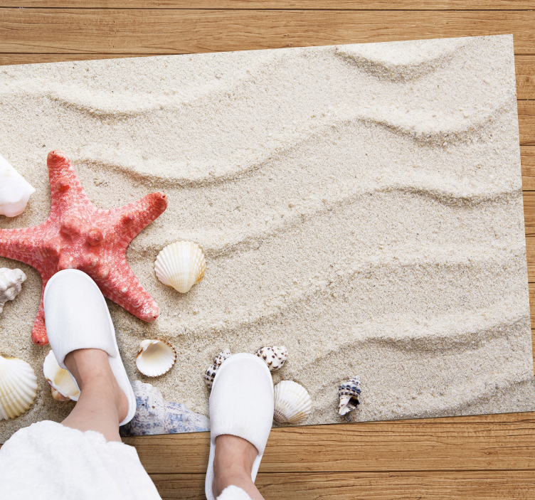 Starfish and shells on sand bathroom flooring - TenStickers
