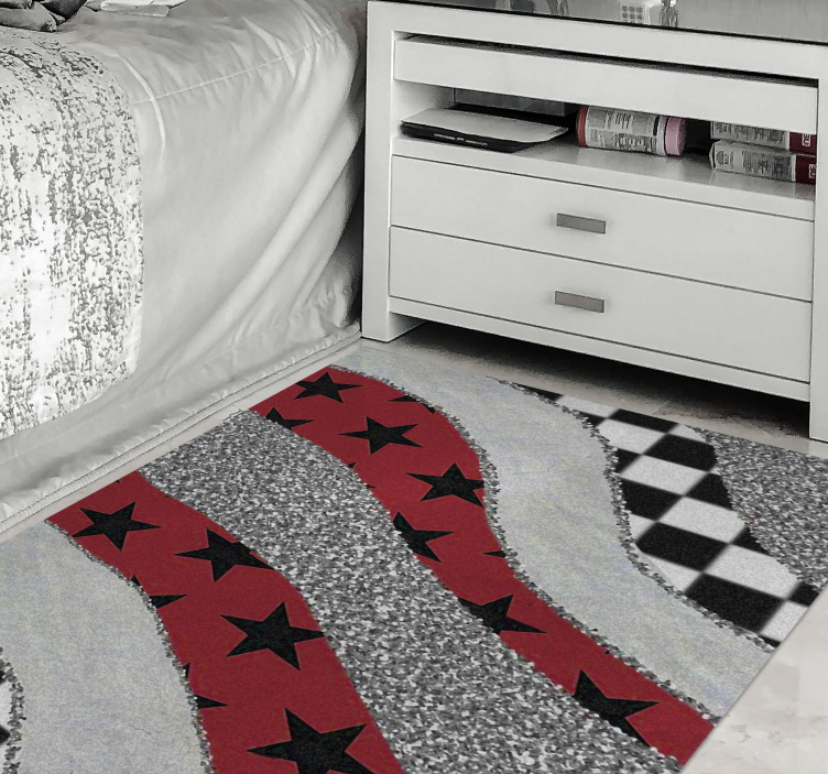 Starry red waves vinyl rug - TenStickers