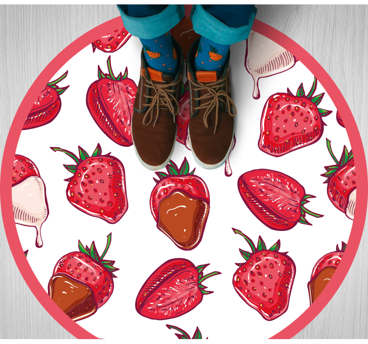 Strawberries and chocolate kitchen floor tiles - TenStickers