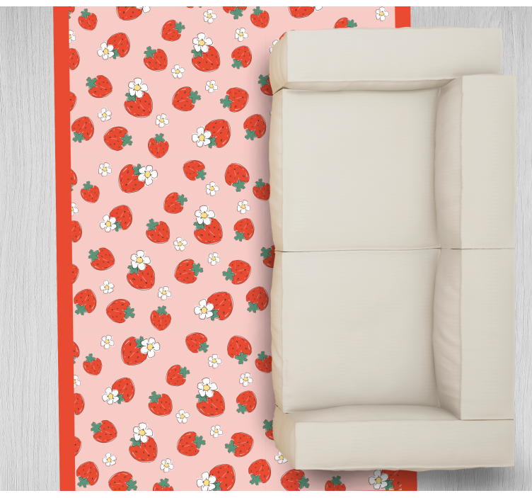 Strawberry Floral Pattern flower vinyl rug - TenStickers