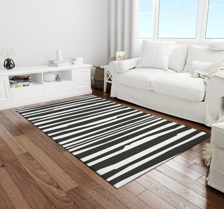 Striped Monochrome Design stripes vinyl rug - TenStickers
