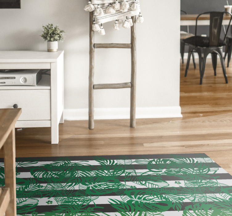 Striped Monstera Plant nature vinyl rug - TenStickers