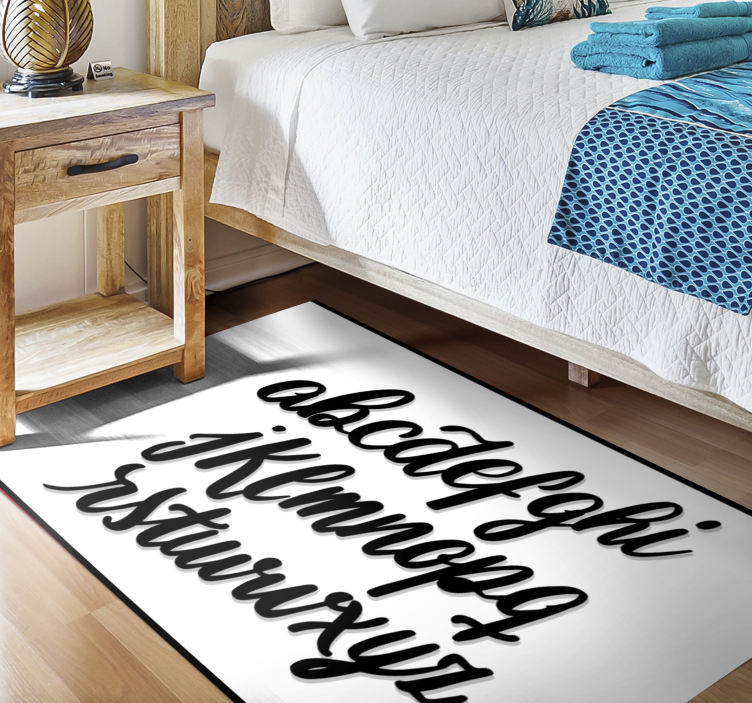 Black and white letters alphabet vinyl rug - TenStickers