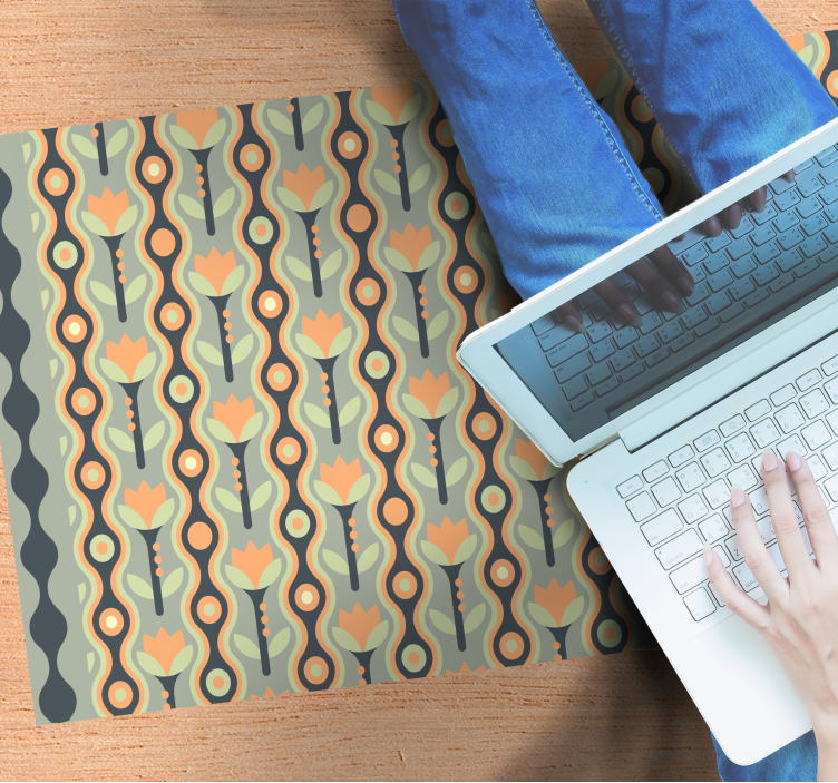 Stylized Floral Pattern teenager vinyl rug - TenStickers