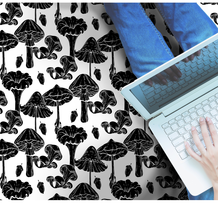 Stylized Mushroom Pattern nature vinyl rug - TenStickers