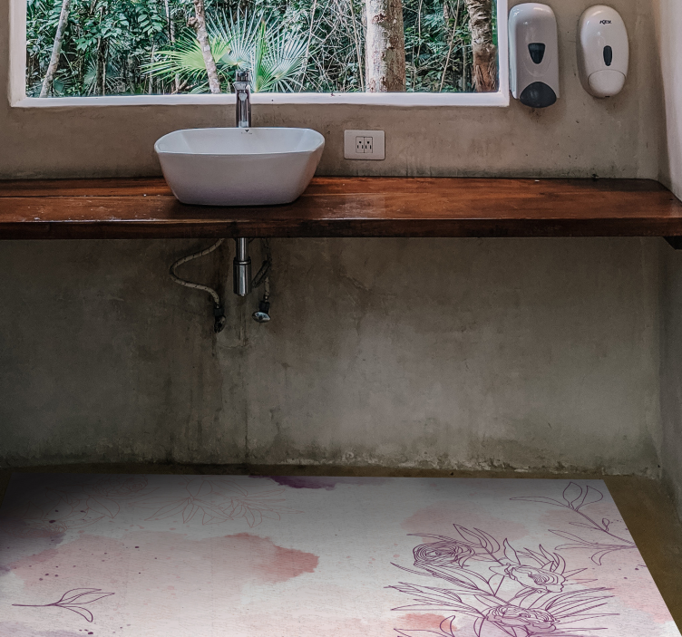 Subtle pastel flowers vinyl rug - TenStickers