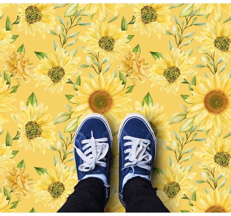 Sunflower Emblem flower vinyl rug - TenStickers