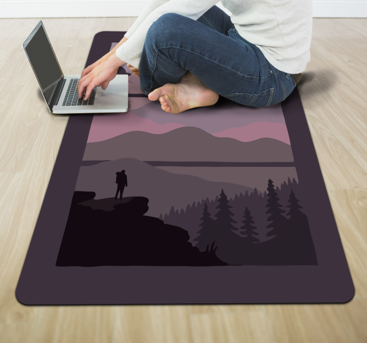 Sunset in the mountains bedroom rug - TenStickers