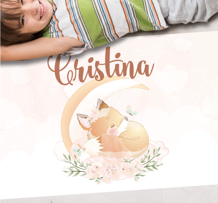 Sweet Fox Illustration custom vinyl rug - TenStickers