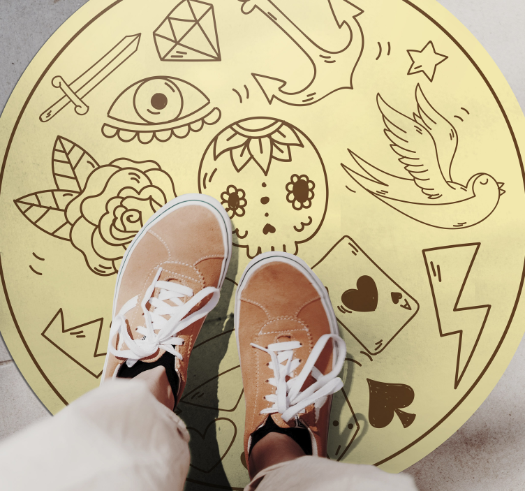 Tattoo symbols teenager vinyl rug - TenStickers