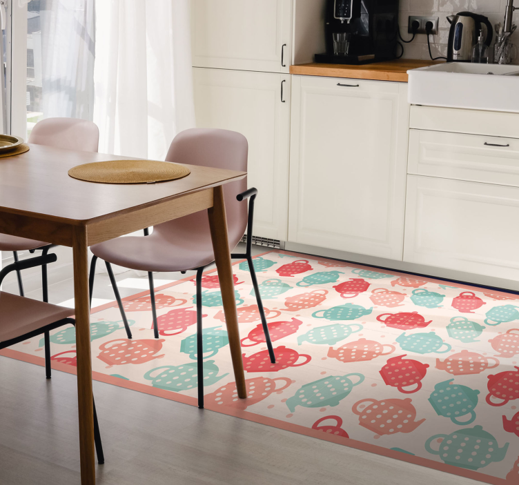 Teapot Patterns vinyl rug - TenStickers