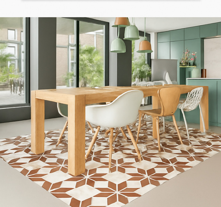 Terracotta Star Tile dining room vinyl rug - TenStickers