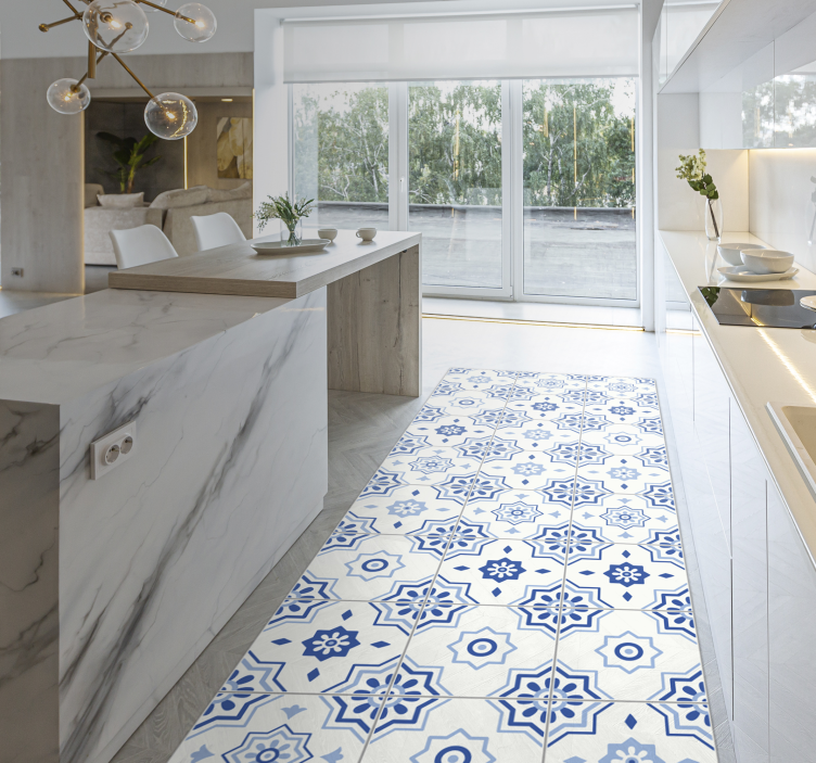 Tile carpet floor runner modern rug - TenStickers