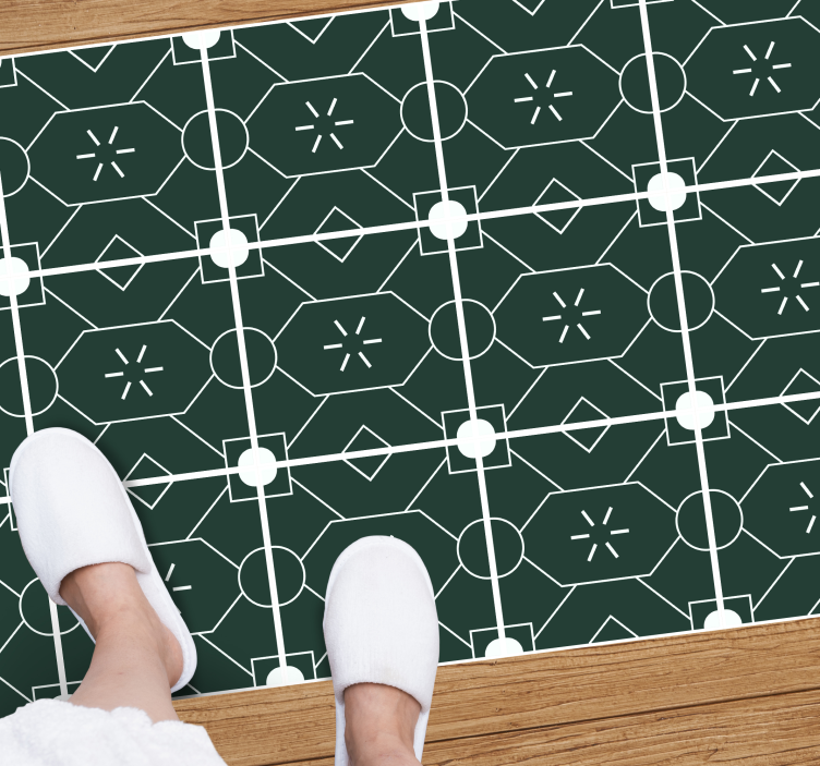 Tile vinyl rug geometric green arrangement - TenStickers