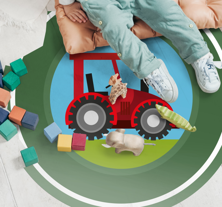 Tractor Playground kids vinyl rug - TenStickers
