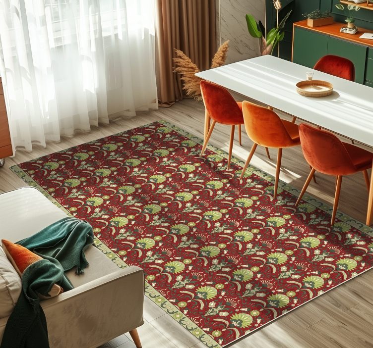 Traditional green deisgn dining room vinyl rug - TenStickers