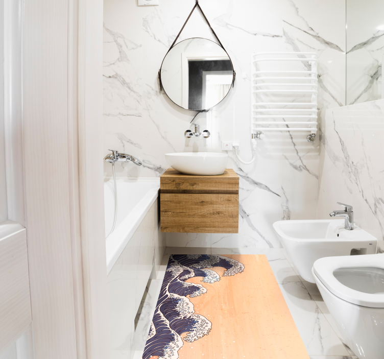 Traditional Japanese Wave vinyl rug - TenStickers