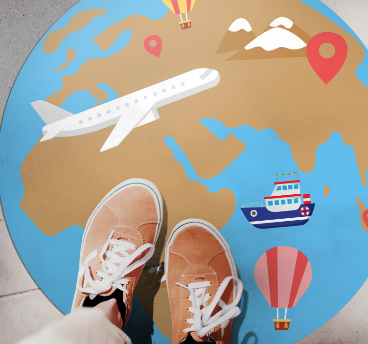Travel Inspired Adventure world map vinyl rug - TenStickers