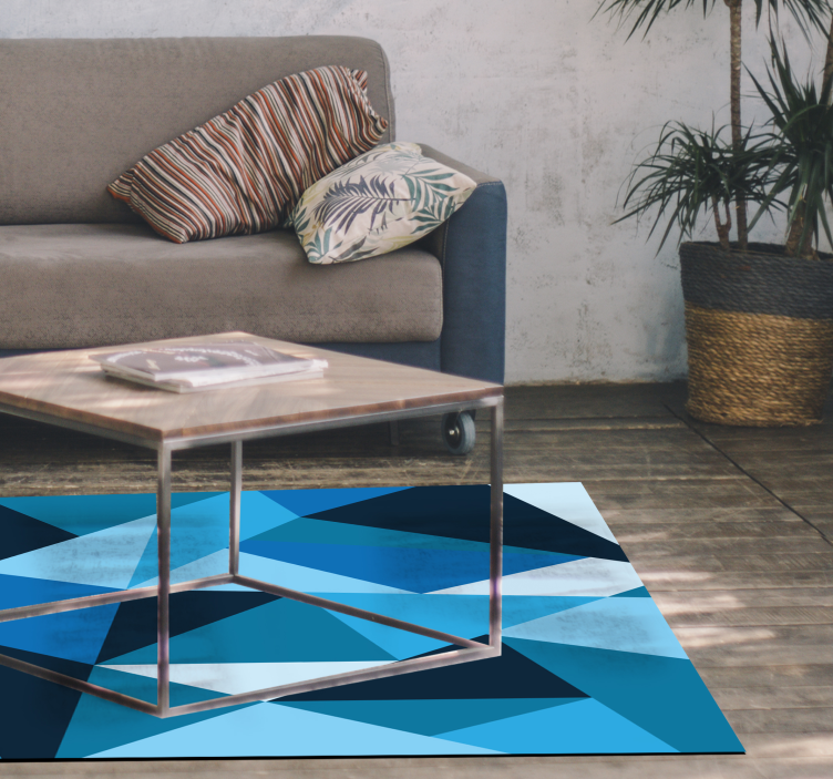 Triangular Blue Patterns geometric vinyl rug - TenStickers