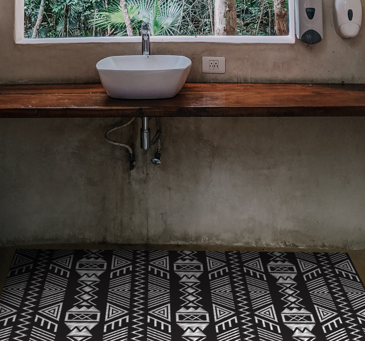 Tribal grey pattern bathroom vinyl rug - TenStickers